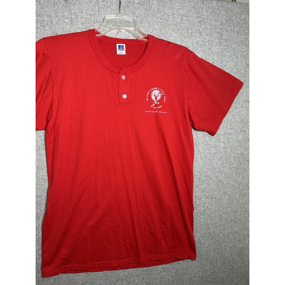 Vintage T-Shirt Tee Short Sleeve Red Russell Athletic Large USA High Point Gym